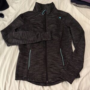 Tangerine Women's Black and Teal Athleisure Zip Up